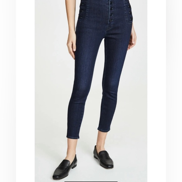 J BRAND Jeans Natasha Sky High Crop Skinny in Reality Dark Wash Blue Size 24 - Picture 1 of 15